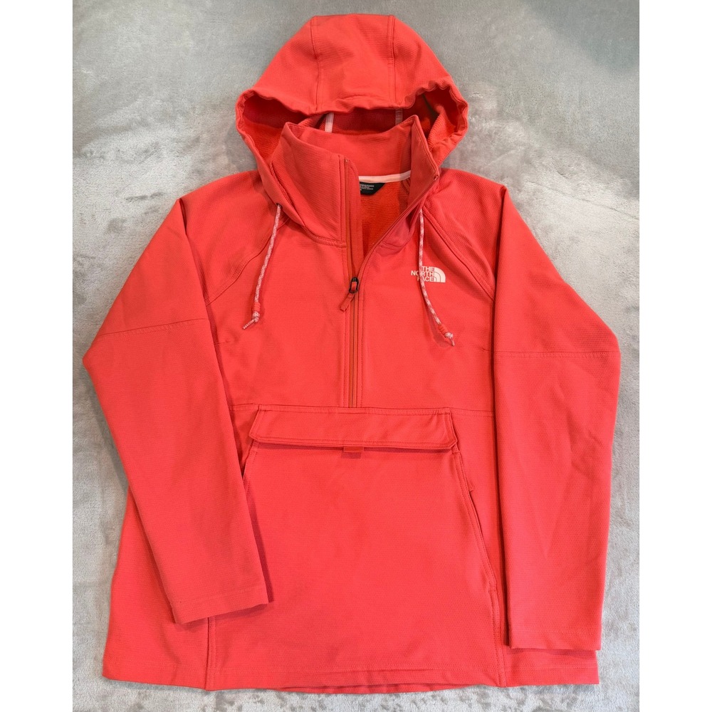 The North Face Womens Hoodie Quarter Zip Anorak Pullover Coral Large